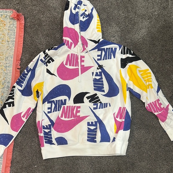 Nike Pink and Blue Graphic Hoodie Sweatshirt - Picture 1 of 1